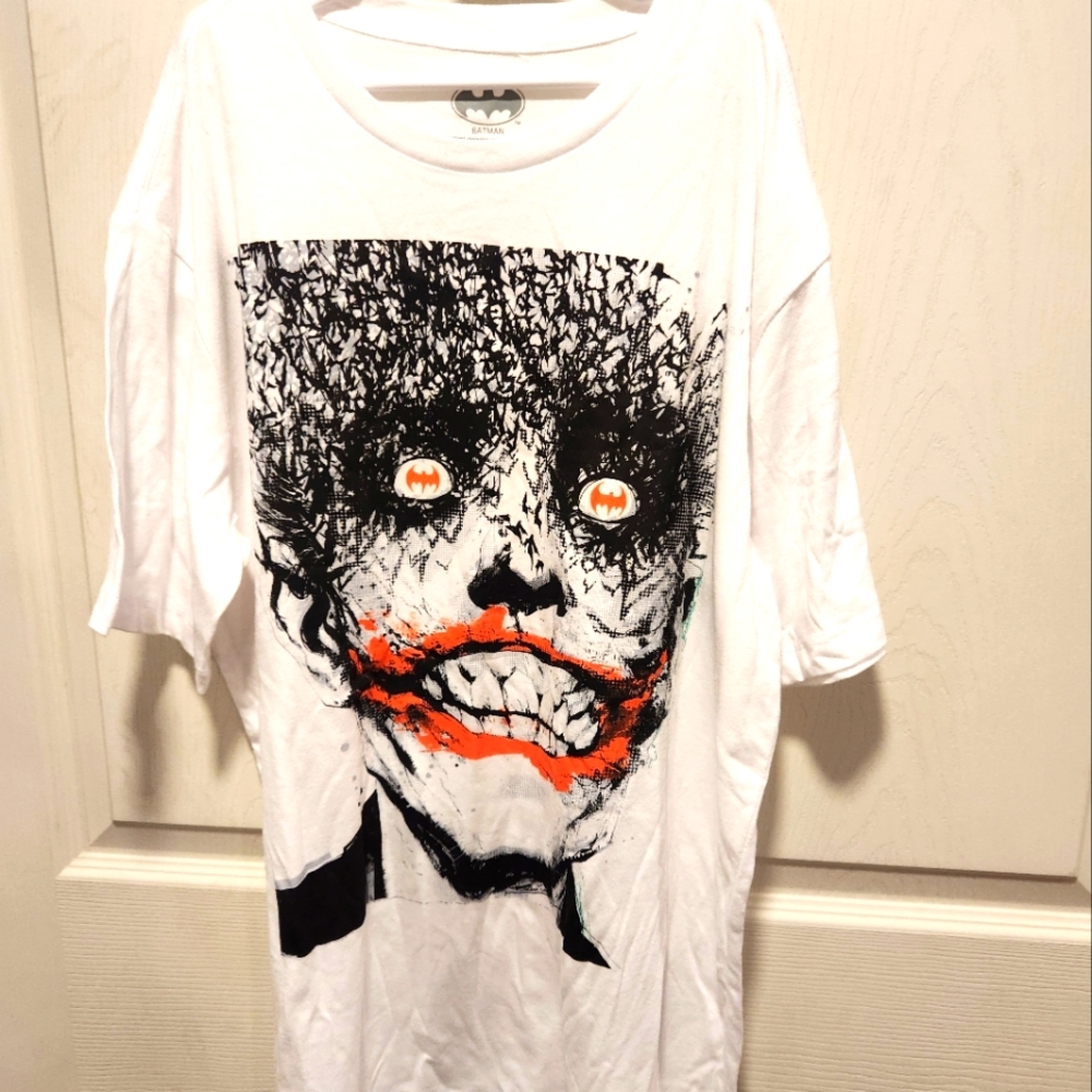White Graphic T-Shirt with Joker Design